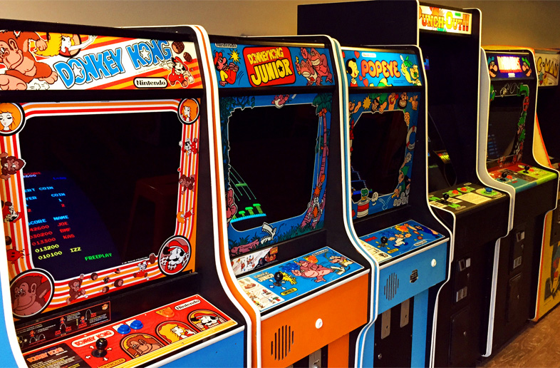 Row of arcade games